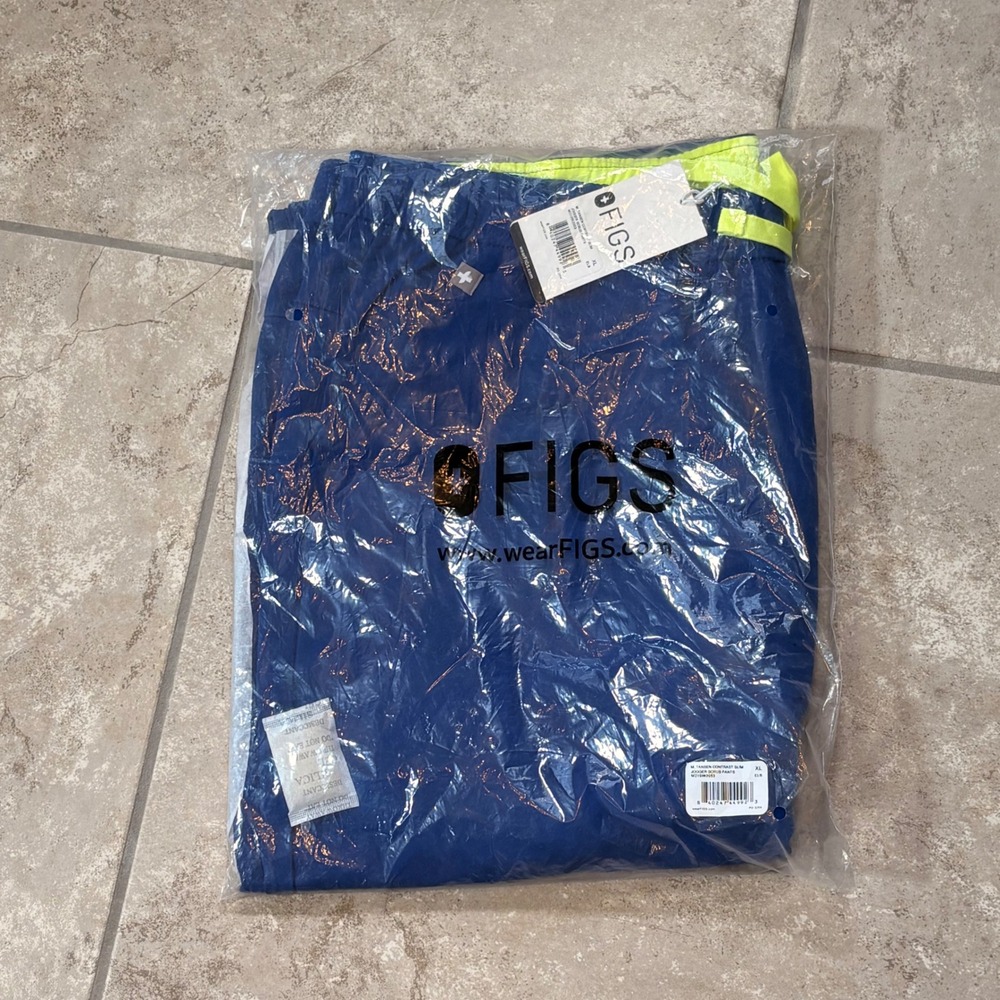 FIGS Tansen Contrast Slim Jogger Scrub Pants Mens XL Electric Blue M21SW2053